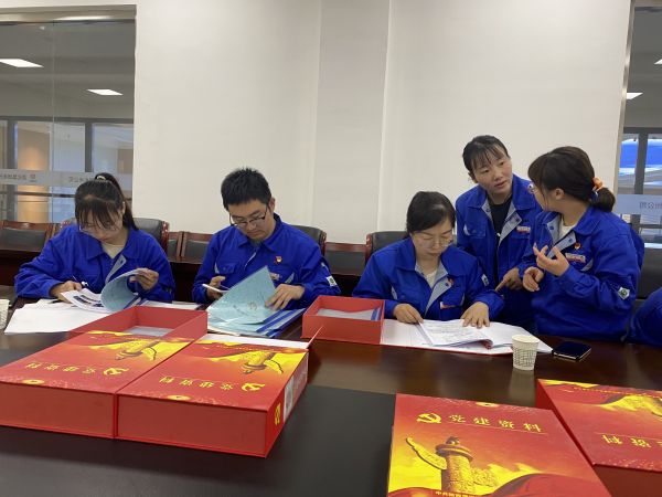 4月18日，制氣車間黨支部與質(zhì)量監(jiān)督檢驗部黨支部在彬州公司會議室開展對標交流活動。查閱制氣車間黨支部黨建臺賬畫面。.jpg